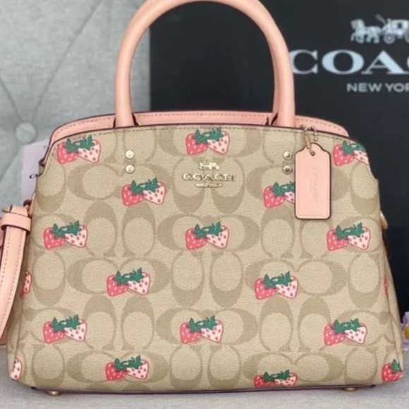 Coach Handbags - Nwt Mini Lillie Carryall Signature Canvas With Strawberry Print